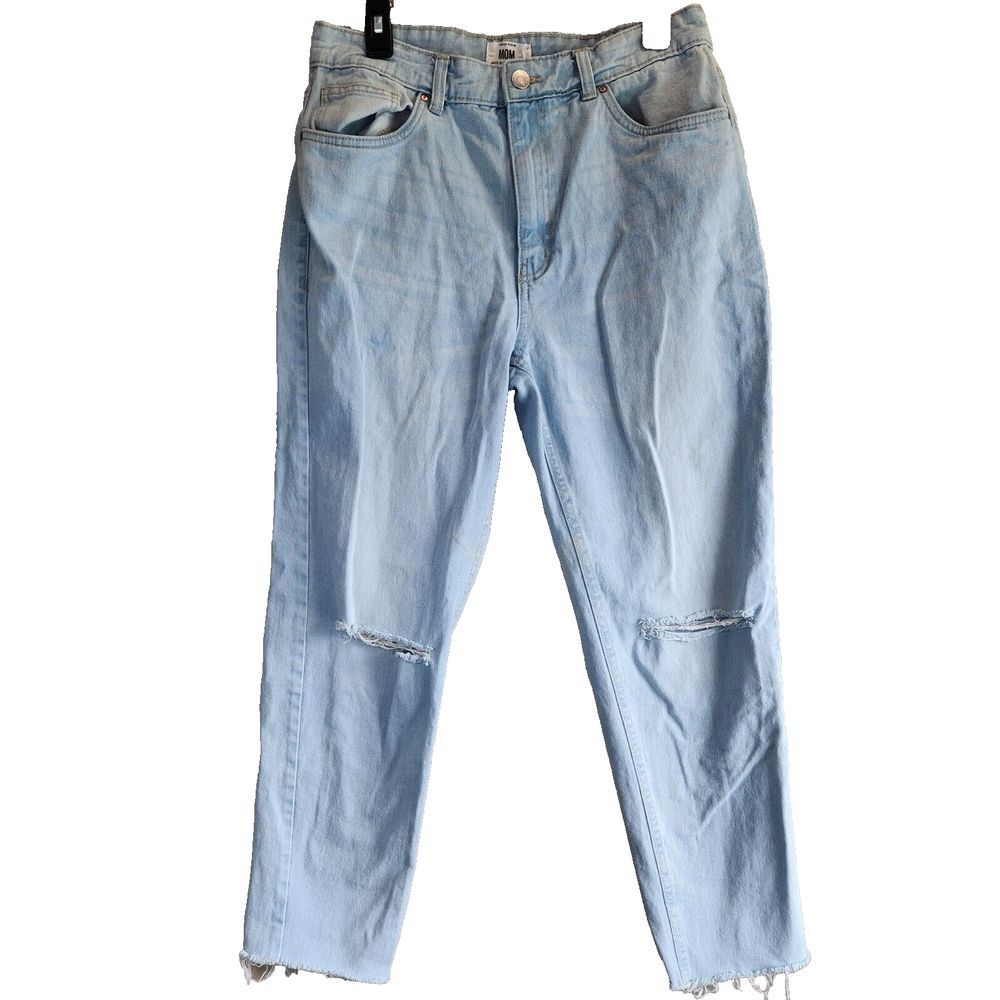 Refuge Mom Jeans Distressed Size 11 31 x 26.5 Raw Hem Light Blue